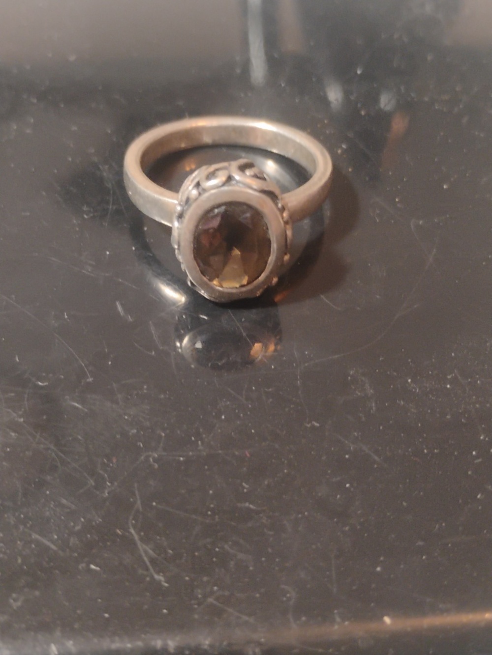 925 Sterling Stamped Brown Gemstone Ring Heavy Boho Style Size 9 - Picture 5 of 12